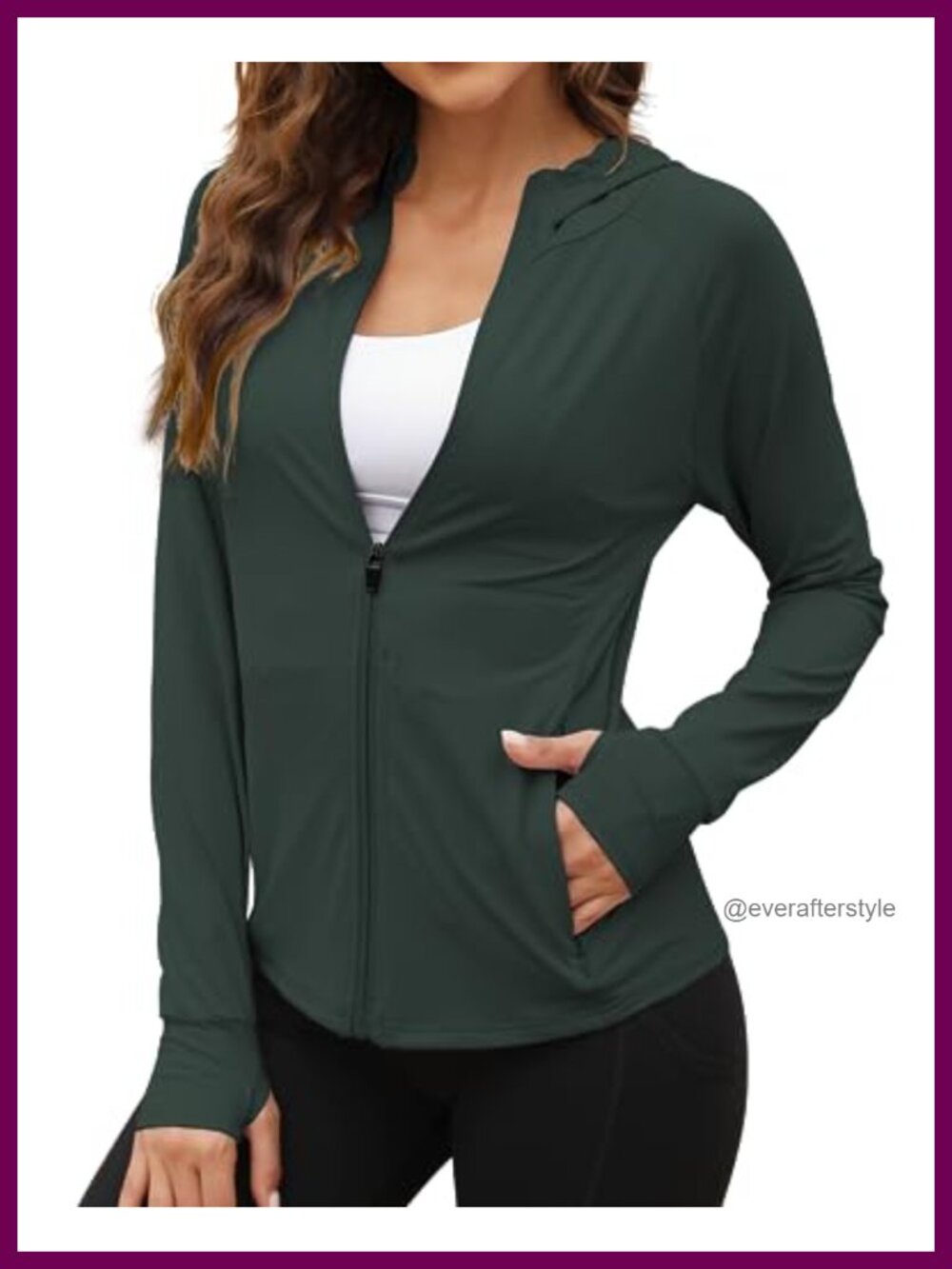 Womens UPF 50+ Sun Protection Hoodie Jacket Lightweight Zip Hiking Running Shirt